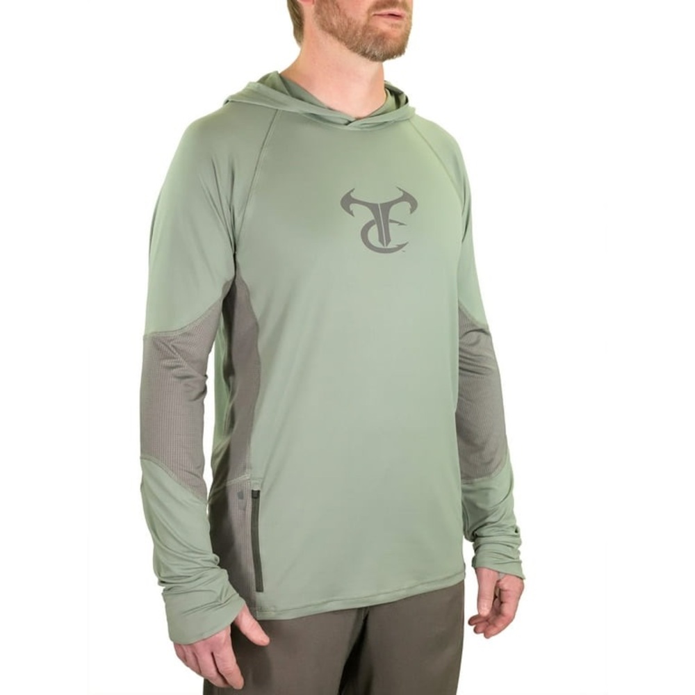 TrueTimber Mens Ragewater Performance Fishing Hoodie- Lilipad/Moon Mist S